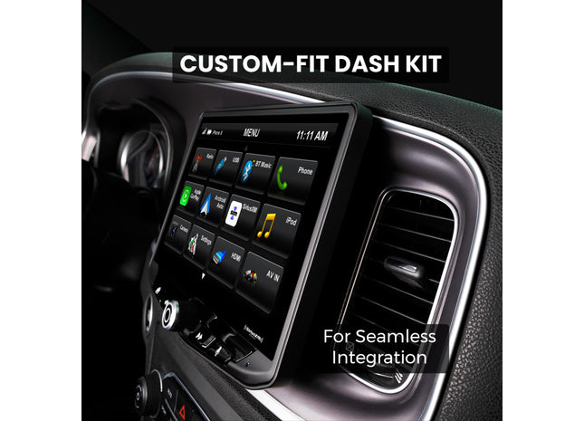 Pac Audio SRK-CHR15H : 10" Radio Replacement Heigh10 Dash Kit, side view installed.